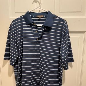 PETER MILLAR  Summer Comfort Golf Polo Shirt Sz Medium Navy White Striped